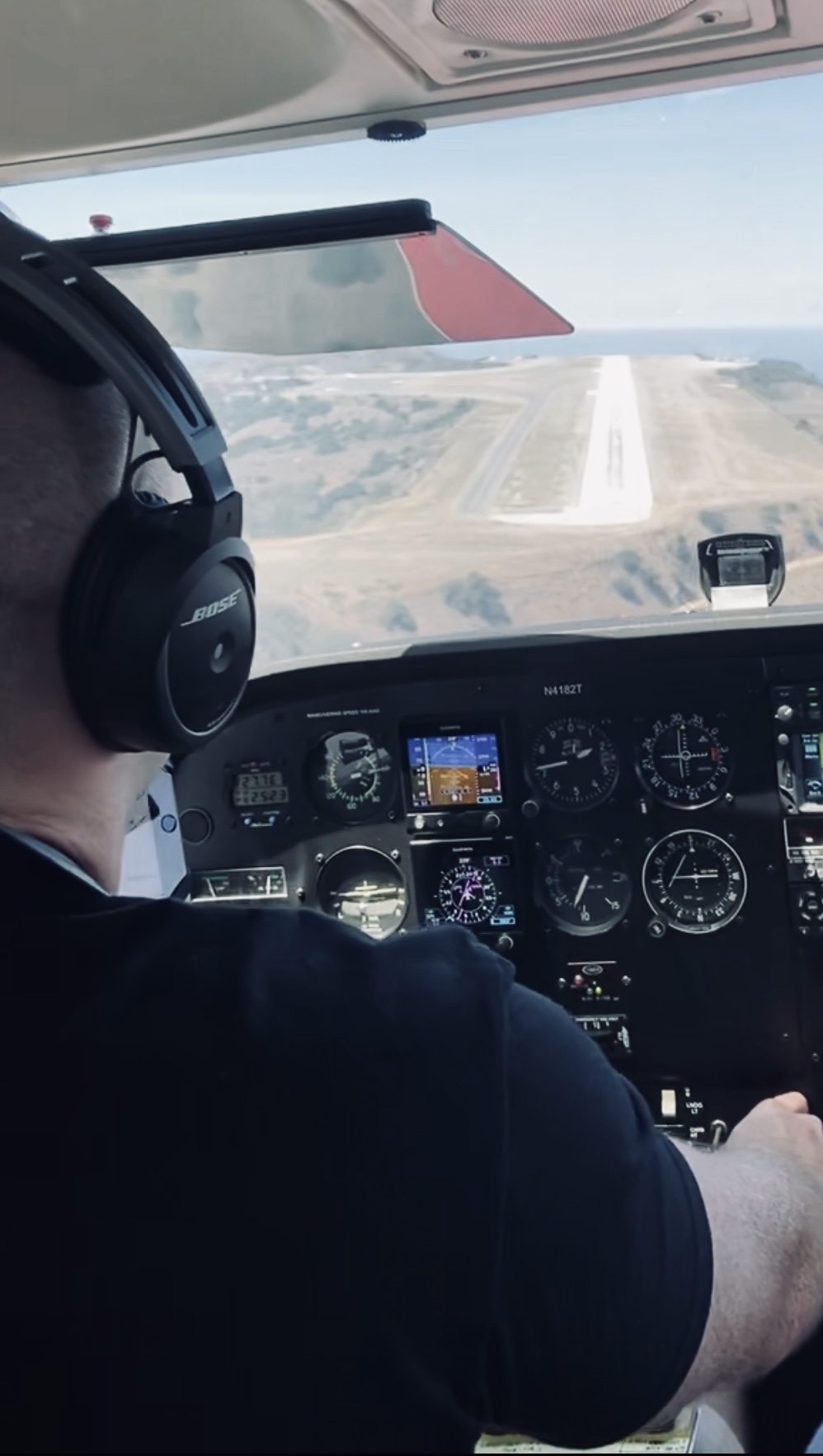 Jed Bratt approaching Catalina Island by plane